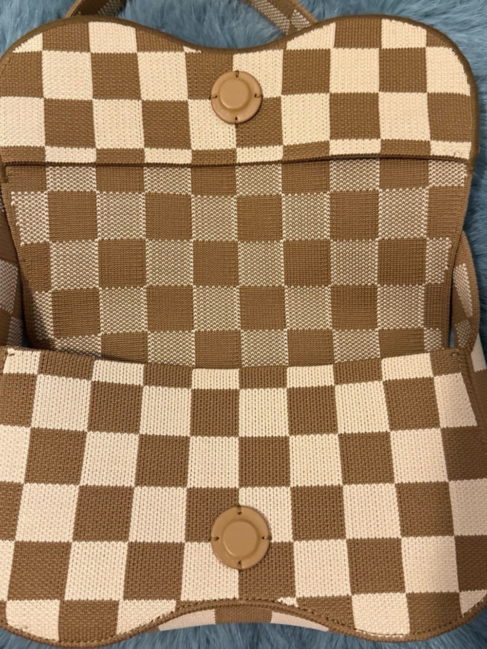 JW PEI Tan and Cream Checkered Shoulder Bag‎ - Picture 2 of 6